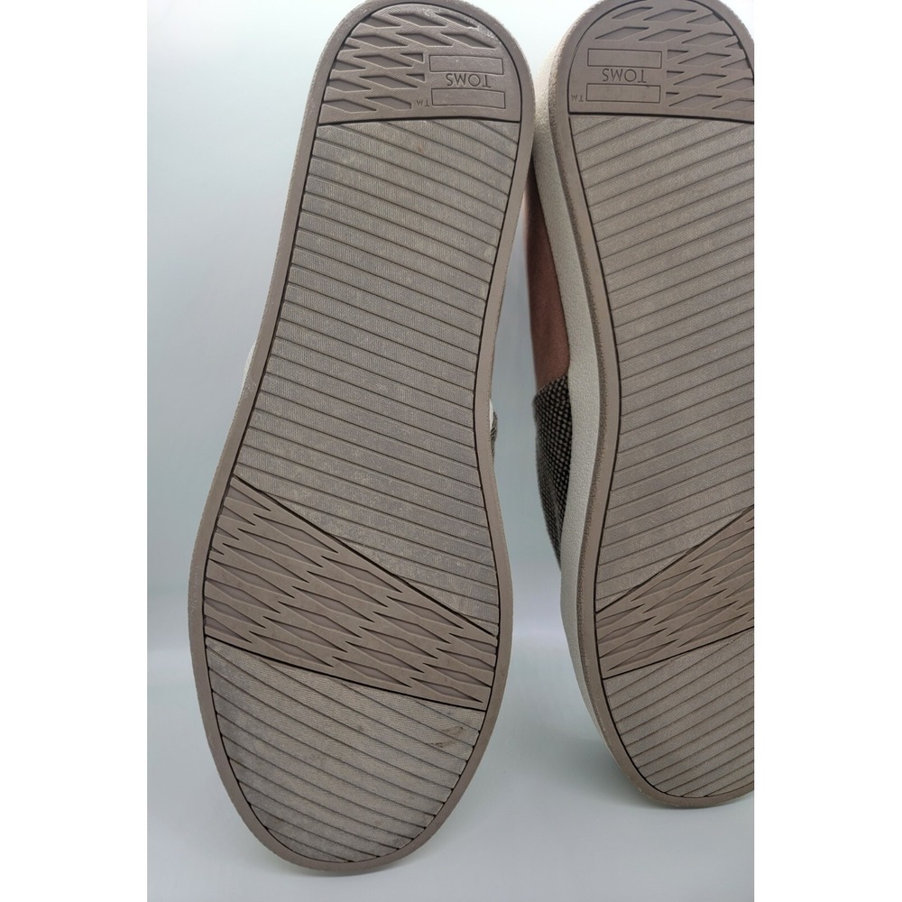 Casual Comfy Toms Men 12 Canvas Loafers Tan Olive Bubble Stitch Great Condition - Picture 11 of 15